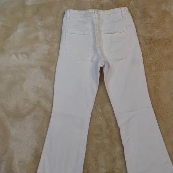 Garage White Flare Bell Bottom Jeans Women’s 3/26 Raw Hem Boho - Picture 5 of 10